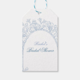 Etiqueta Para Presente Convite de Chá de Noiva com Flor Silvestre Azul