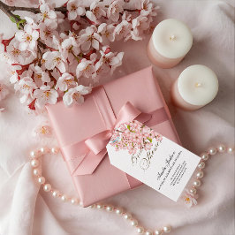 Etiqueta Para Presente Convite de Chá de Noiva Delight Cherry Blossom