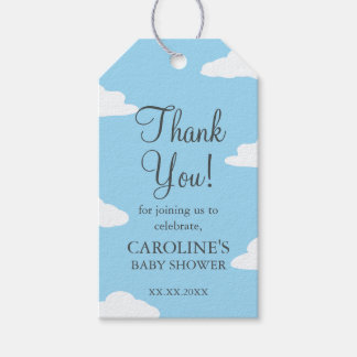 Etiqueta Para Presente Convite de Chuvinha de Bebê Céu Azul Obrigado