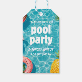 Etiqueta Para Presente Convite de Festa na Piscina Flamingo Diversão Trop