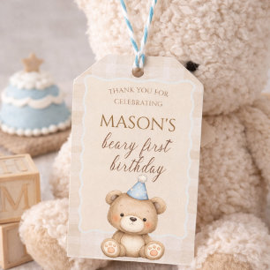 Etiqueta Para Presente Convite de Primeiro Aniversário do Ursinho, Beary