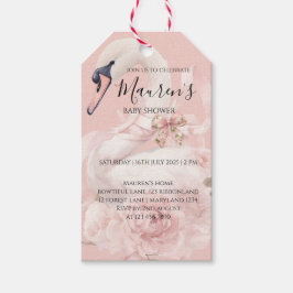 Etiqueta Para Presente Convite para Chá de Bebê Menina com Laço Rosa