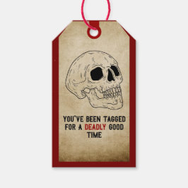 Etiqueta Para Presente Convite Rustic Vintage Halloween Skull