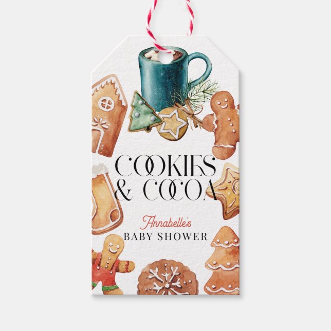 Etiqueta Para Presente Cookies & Cocoa Christmas Holiday Baby Shower (Frente)