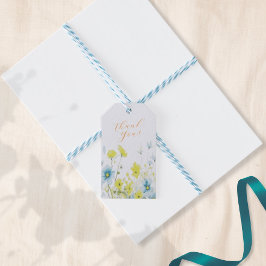 Etiqueta Para Presente Cópulas Amarelas Rústicas Simples Azuis Aquarela