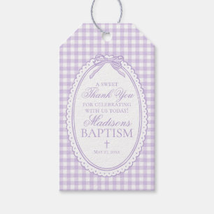 Etiqueta Para Presente Coquete Purple Gingham Laço Lembrancinhas de Batis
