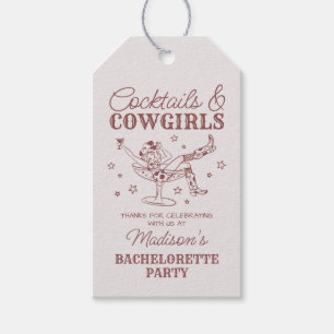 Etiqueta Para Presente Coquetéis Burgundy e Rodeio de Cowgirls Despedida