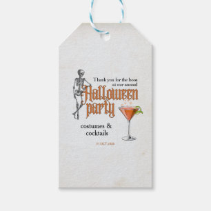 Etiqueta Para Presente Coquetel Engraçado de Esqueleto Festa de Halloween