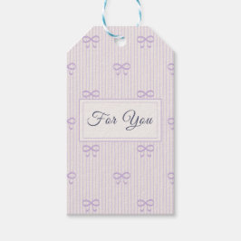 Etiqueta Para Presente Coquette Dusty Lilac Bows & Pinstripe "For You"