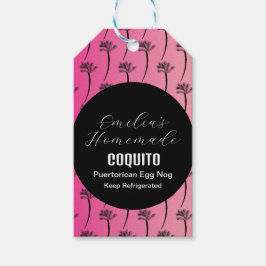 Etiqueta Para Presente Coquito De Recipiente De Coco De Ovo Nog Palm Rosa
