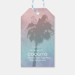 Etiqueta Para Presente Coquito De Recipiente De Coco De Ovo Nog Palm Tree