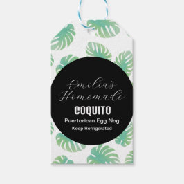 Etiqueta Para Presente Coquito De Recipiente De Coco, Nog Monstera
