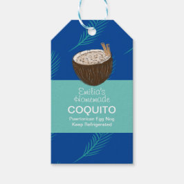 Etiqueta Para Presente Coquito Recipiente Bebida Palma Folha de Coco Ovo 