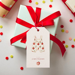 Etiqueta Para Presente Cor da Água do Chá de fraldas da Apple Vermelha