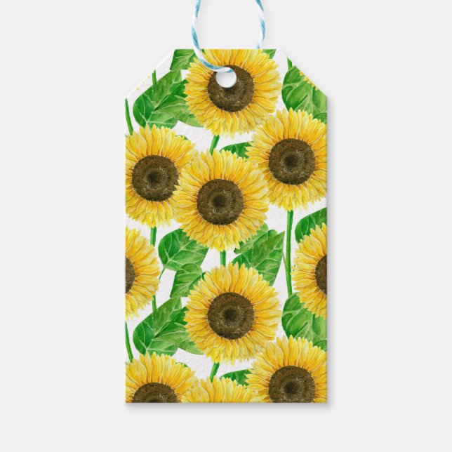 Etiqueta Para Presente Cor d'água do Sunflower (Frente)