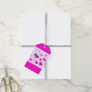 Etiqueta Para Presente Cor d'água rosa corações Nomes personalizados de C