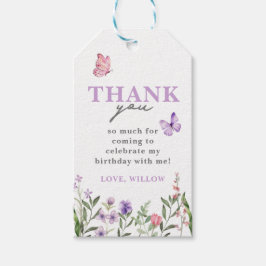 Etiqueta Para Presente Cor d'água Roxa Borboleta de Flor Selvagem Marcas 