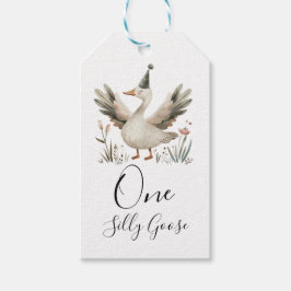 Etiqueta Para Presente Cor de Água do primeiro aniversario de Ganso de Um
