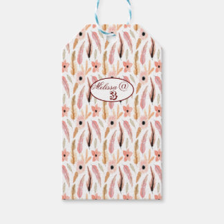 Etiqueta Para Presente Cor de Água Padrão Floral Rosa Girly Occasion