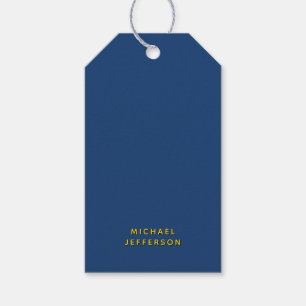 Etiqueta Para Presente Cor Nome Moderno Minimalista Cor Azul & Dourado