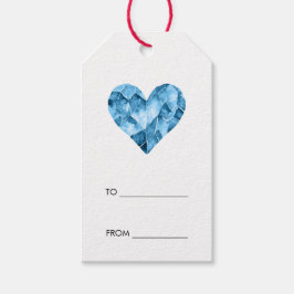 Etiqueta Para Presente Coração de aquarela azul para o presente perfeito