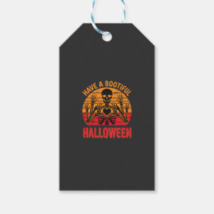 Etiqueta Para Presente Coração de Esqueleto de Halloween Bootiful Desenho