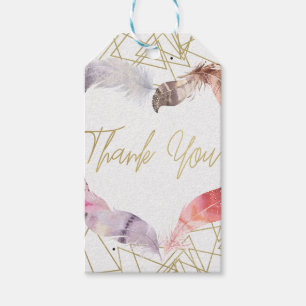 Etiqueta Para Presente Coração de Pena Boho Chic Glam Favor de Festa Pers