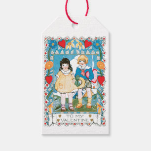 Etiqueta Para Presente Coração do Casal de Namorados antigo