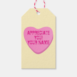 Etiqueta Para Presente Coração Docente com Coração Cor-de-Rosa de Texto P