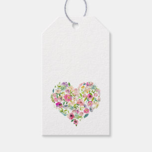 Etiqueta Para Presente Coração Floral Aquarela Amor NOME Rosa Especial