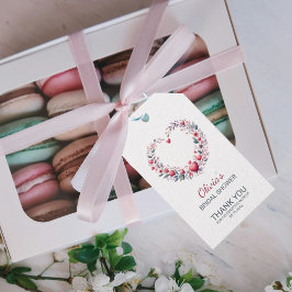 Etiqueta Para Presente Coração Floral Vermelho Elegante Obrigado Chá de p