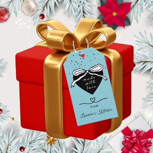 Etiqueta Para Presente Coração Preto & Arco Feita com amor Padaria