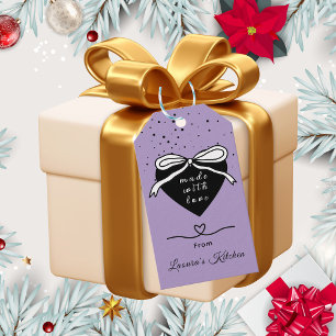 Etiqueta Para Presente Coração Preto & Arco Feita com amor Padaria