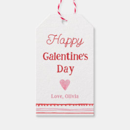 Etiqueta Para Presente Coração Rosa e Vermelho Feliz Dia das Galentinas 