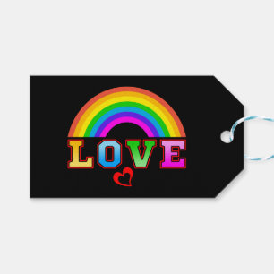 Etiqueta Para Presente Coração Vermelho Arco-íris Colorido Amor