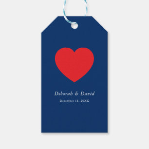 Etiqueta Para Presente Coração Vermelho Azul Casamento Minimalista Modern