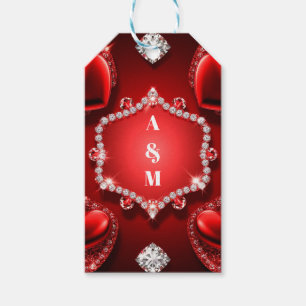 Etiqueta Para Presente Coração Vermelho Diamante Joia Romance ❤️