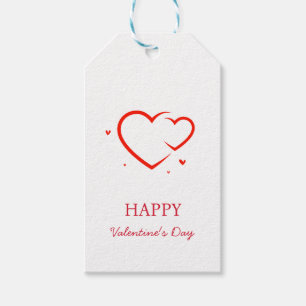 Etiqueta Para Presente Coração Vermelho Elegante Feliz dia de os namorado