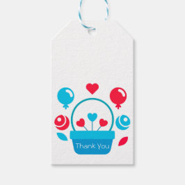 Etiqueta Para Presente Corações, Balões e cesto do coração