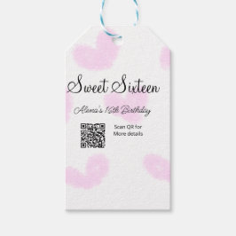 Etiqueta Para Presente Corações cor-de-água rosa QR Doce dezesseis anos