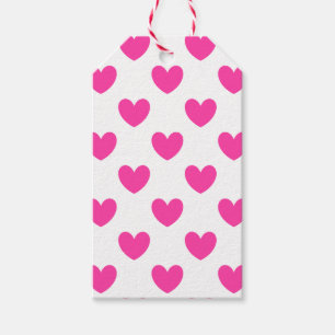 Etiqueta Para Presente Corações cor-de-polca cor-de-rosa em branco