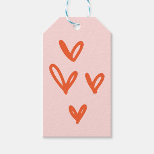 Etiqueta Para Presente Corações de Dia de os namorados rosa e vermelho
