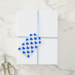 Etiqueta Para Presente Corações de polca azul em branco