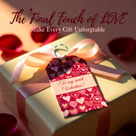 Etiqueta Para Presente Corações doces cor-de-rosa-namorados