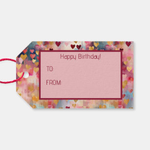 Etiqueta Para Presente Corações Dourados de Cor do Abstrato dia de os nam