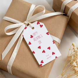 Etiqueta Para Presente Corações Rabiscados Vermelhos – Feliz Dia dos Namo