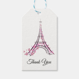 Etiqueta Para Presente Corações Rosa e Borboletas Paris Torre Eiffel Fest