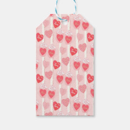 Etiqueta Para Presente Corações Rosa e Branco, Serpentinas Brancas