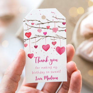 Etiqueta Para Presente Corações Vermelhos Rosa Querido Aniversário