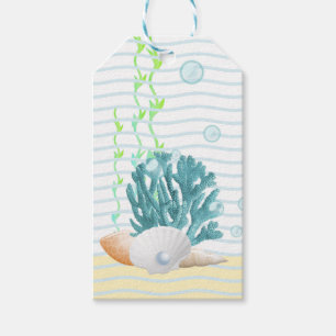 Etiqueta Para Presente Coral Azul, Capas de Costura e Travesseiro decorat